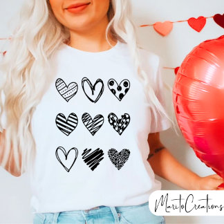 Doodle heart Cute, Valentine's Day, Unisex, T-Shirt