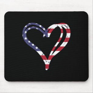 Doodle Heart US American Flag Memorial Day 4th Of  Mouse Mat