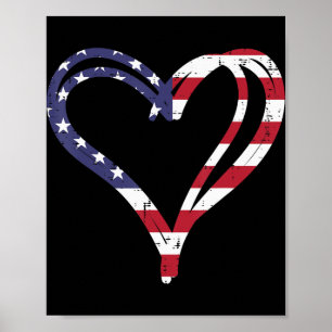 Doodle Heart US American Flag Memorial Day 4th Of  Poster