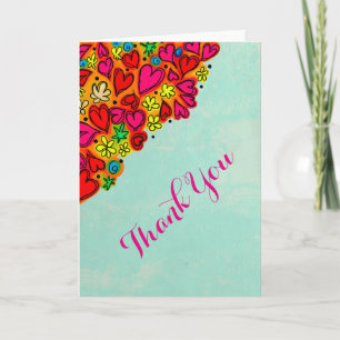 Doodle Hearts and Flowers Thank You