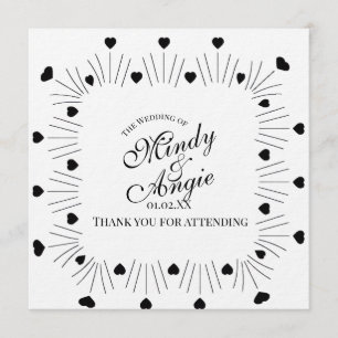 Doodle Hearts Frame Script Wedding Invitation