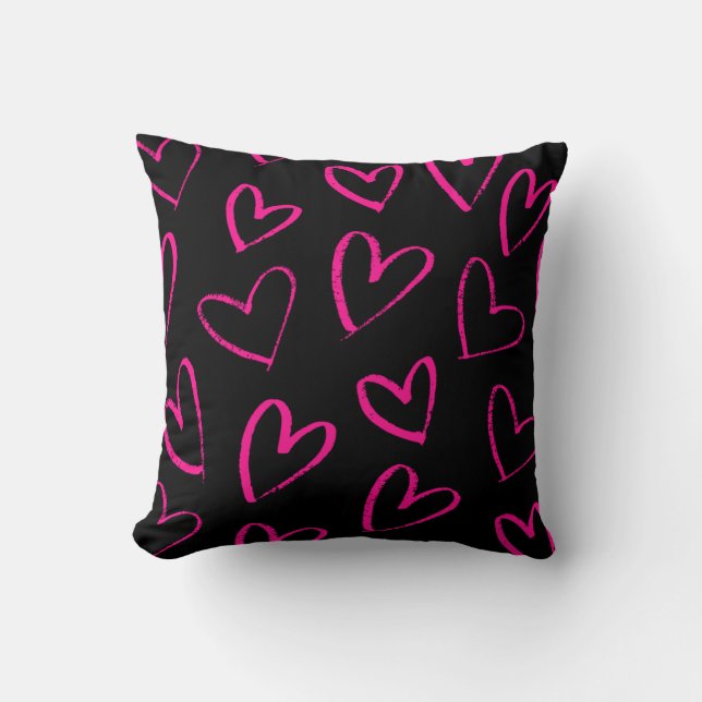 Doodle Hearts Pattern Cushion (Front)