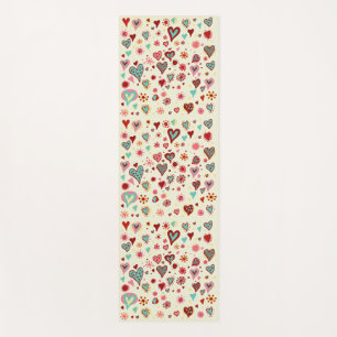 Doodle Hearts Pattern Yoga Mat