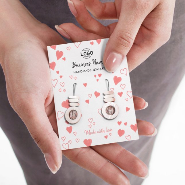 Doodle Hearts White Jewelry Earrings Display Card (Creator Uploaded)