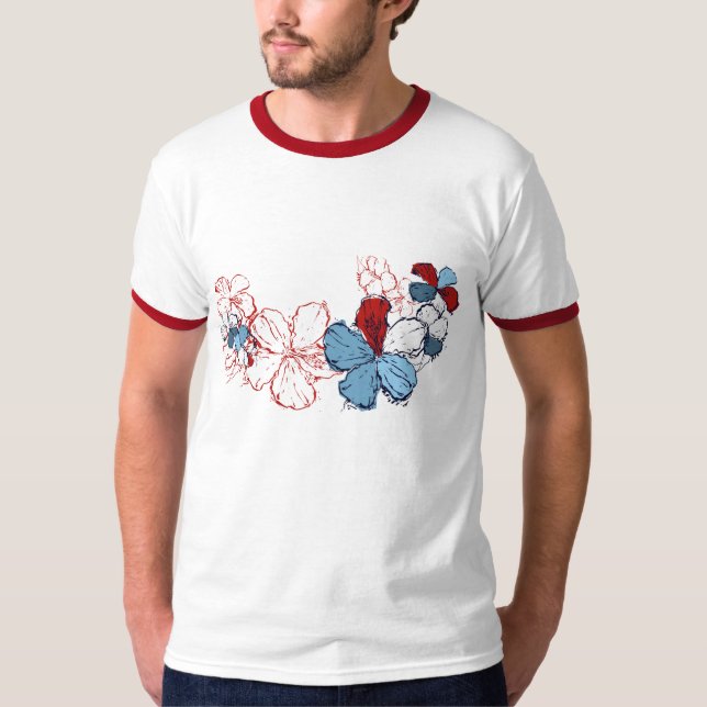 Doodle Hibiscus Mens Tee (Front)
