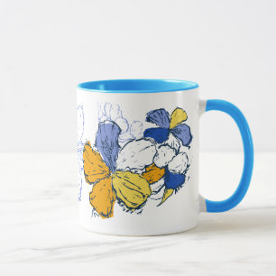 "Doodle Hibiscus" Mug in Blue