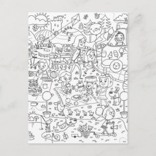 doodle i spy in the park colouring postcard