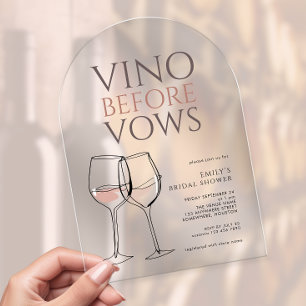 Doodle Illustration Vino Before Vows Bridal Shower Acrylic Invitations