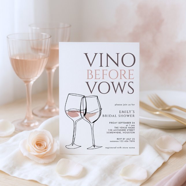 Doodle Illustration Vino Before Vows Bridal Shower Invitation (Creator Uploaded)