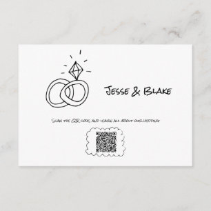 Doodle Illustrations Wedding in Black and White Enclosure Card