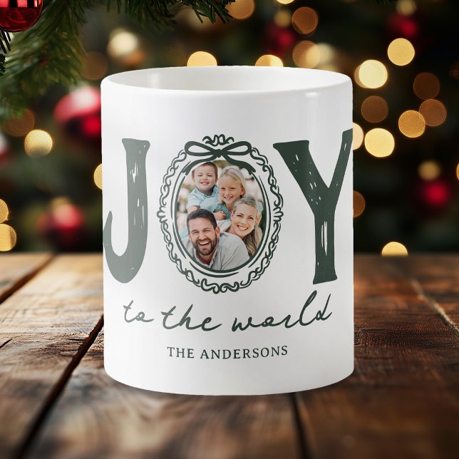 Doodle Joy To The World Photo Christmas Coffee Mug (Creator Uploaded)