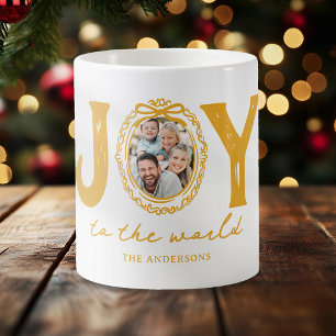 Doodle Joy To The World Photo Christmas Coffee Mug
