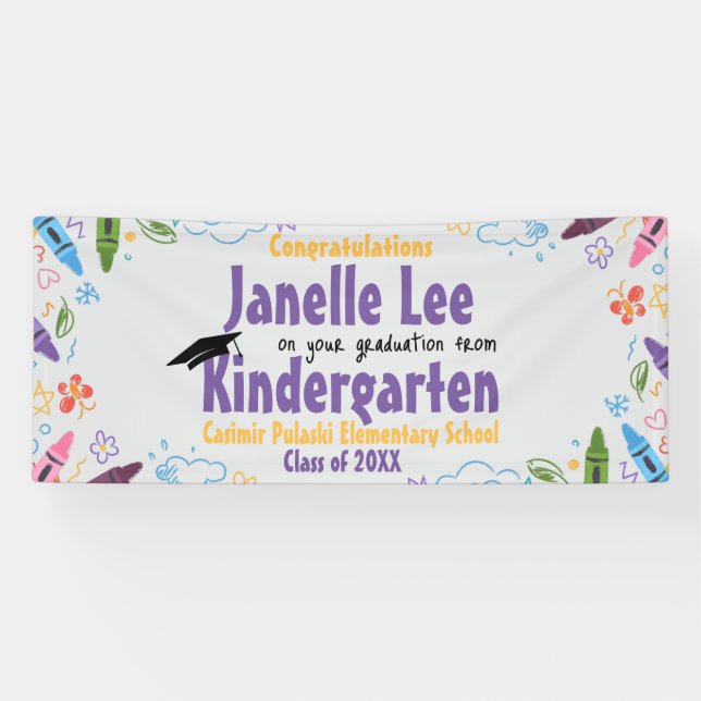Doodle Kindergarten Graduation Party  Banner (Horizontal)