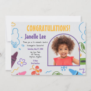 Doodle Kindergarten Graduation Picture Party Invitation