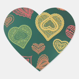 Doodle & Lace Sunset Leaf hearts Heart Sticker
