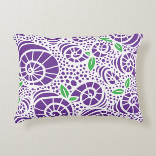 Doodle leaves and abstract snail curls decorative cushion