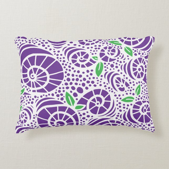 Doodle leaves and abstract snail curls decorative cushion (Front)