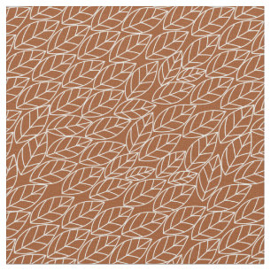 Doodle Leaves Rust and Light Grey (almost white) Fabric