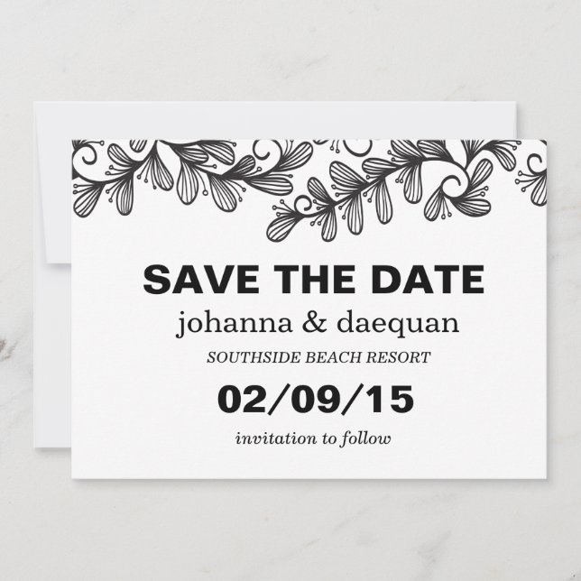 Doodle Leaves Save The Date (Front)