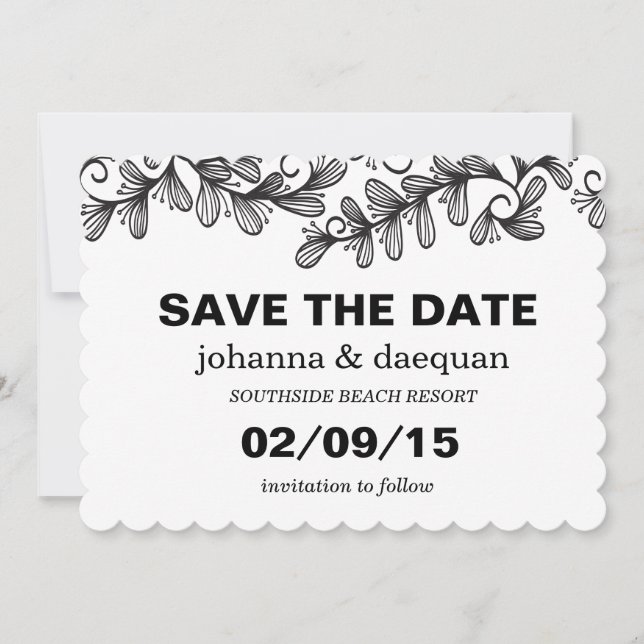 Doodle Leaves Save The Date (Front)