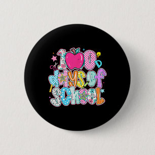 Doodle Letter 100 Days Of School Pink Apple 100 Da 6 Cm Round Badge