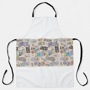 Doodle Lettering Words Cool Fun vintage Hand Drawn Apron