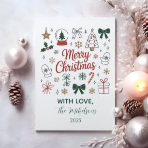 Doodle Line Art Christmas Holiday Card