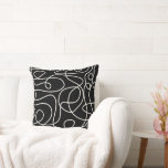 Doodle Line Art Pattern | Cream on Black Cushion<br><div class="desc">Doodled pattern featuring hand drawn cream lines on a black background. A simple,  modern,  graphic design. Available in many colours,  including with the colours reversed.</div>