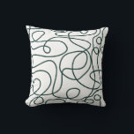 Doodle Line Art Pattern | Dark Emerald on White Cushion<br><div class="desc">Doodled pattern featuring hand drawn dark emerald green lines on a white background. A simple,  modern,  graphic design. Available in many colours,  including with the colours reversed.</div>