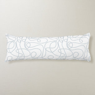 Doodle Line Art Pattern   Dusty Blue on White Body Cushion