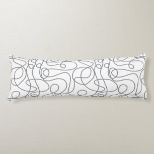 Doodle Line Art Pattern   Grey on White Body Cushion