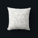 Doodle Line Art Pattern | Light GrayGreen on White Cushion<br><div class="desc">Doodled pattern featuring hand drawn light grey-green lines on a white background. A simple,  modern,  graphic design. Available in many colours,  including with the colours reversed.</div>
