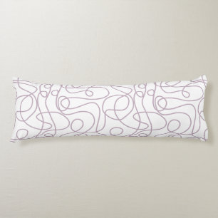 Doodle Line Art Pattern   Mauve on White Body Cushion
