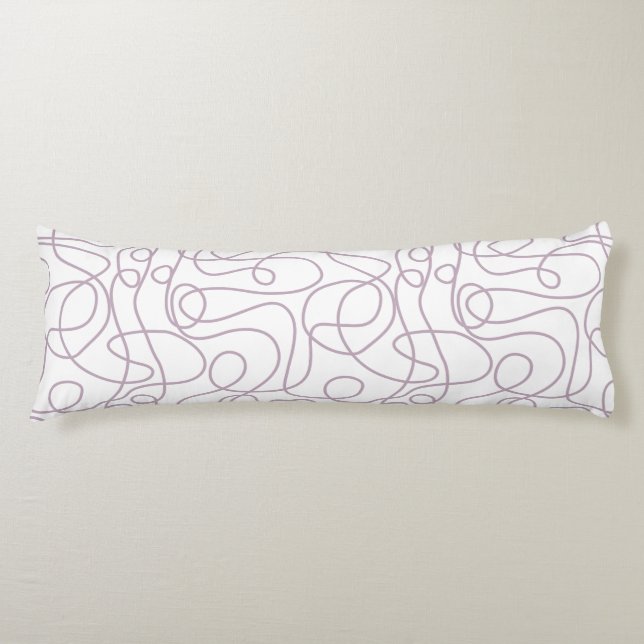 Doodle Line Art Pattern | Mauve on White Body Cushion (Front)