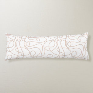 Doodle Line Art Pattern Soft Terracotta on White Body Cushion