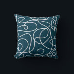 Doodle Line Art Pattern | White on Dark Blue-Green Cushion<br><div class="desc">Doodled pattern featuring hand drawn white lines on a dark blue-green background. A simple,  modern,  graphic design. Available in many colours,  including with the colours reversed.</div>