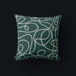 Doodle Line Art Pattern | White on Dark Emerald Cushion<br><div class="desc">Doodled pattern featuring hand drawn white lines on a dark emerald green background. A simple,  modern,  graphic design. Available in many colours,  including with the colours reversed.</div>