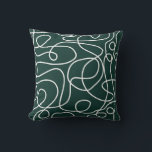 Doodle Line Art Pattern | White on Dark Emerald Cushion<br><div class="desc">Doodled pattern featuring hand drawn white lines on a dark emerald green background. A simple,  modern,  graphic design. Available in many colours,  including with the colours reversed.</div>