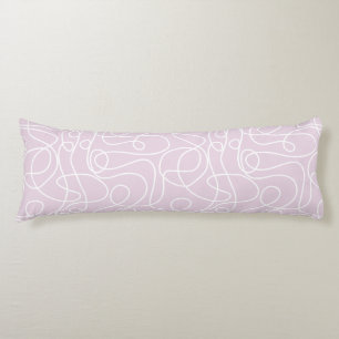 Doodle Line Art Pattern   White on Dusty Pink Body Cushion