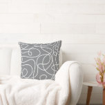 Doodle Line Art Pattern | White on Grey Cushion<br><div class="desc">Doodled pattern featuring hand drawn white lines on a grey background. A simple,  modern,  graphic design. Available in many colours,  including with the colours reversed.</div>