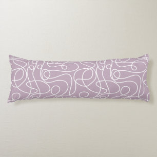 Doodle Line Art Pattern   White on Mauve Body Cushion