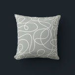Doodle Line Art Pattern | White on Mid Grey Green Cushion<br><div class="desc">Doodled pattern featuring hand drawn white lines on a medium grey green background. A simple,  modern,  graphic design. Available in many colours,  including with the colours reversed.</div>