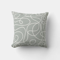 Doodle Line Art Pattern | White on Mid Grey Green