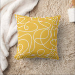 Doodle Line Art Pattern | White on Mustard Yellow Cushion<br><div class="desc">Doodled pattern featuring hand drawn white lines on a mustard yellow background. A simple,  modern,  graphic design. Available in many colours,  including with the colours reversed.</div>