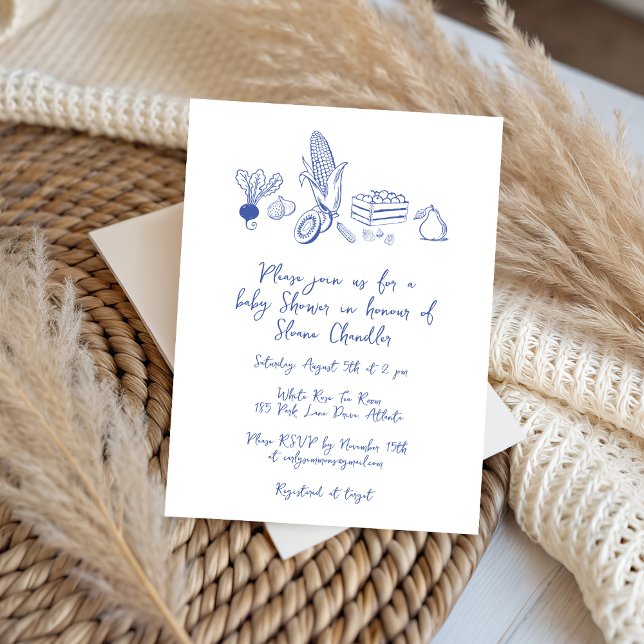 doodle Locally Grown Farmer's Market Baby Shower Invitation (Creator Uploaded)