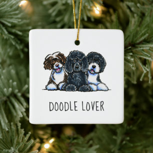 Doodle Lover Personalised Christmas Ceramic Ornament