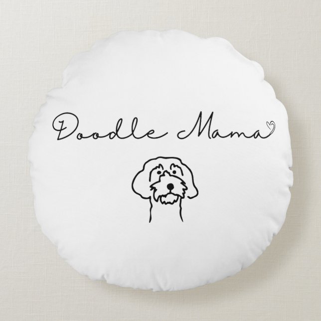 Doodle Mama Round Pillow (Front)