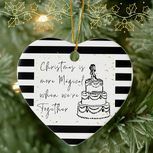 Doodle merry and married ceramic tree decoration