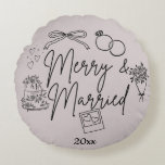 Doodle merry and married round cushion<br><div class="desc">Doodle merry and married christmas ornaments. Merry and married ornaments</div>