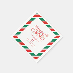 Doodle modern merry christmas party card napkin